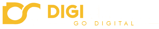 Yellow and white logo featuring a stylized bird and the words GO DIGITAL in capital letters, with GO in yellow and DIGITAL in white. The background is transparent.