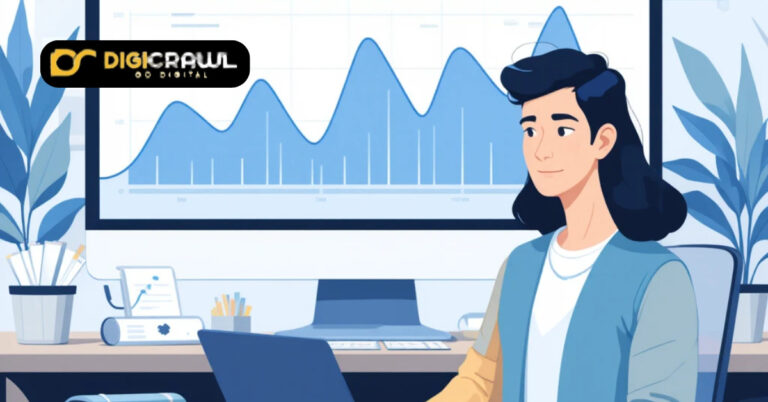 Professional illustration showing an SEO expert monitoring website ranking fluctuations on a computer screen during the June 2025 Google core update rollout