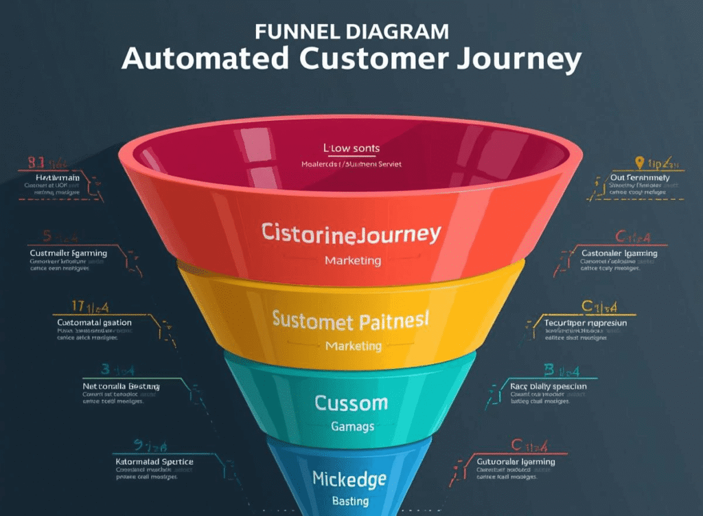 Funnel diagram showing automated customer journeys.
